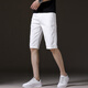 Seven Wolf (SW1960) High-End-Sommer-weißen Denim-Shorts Herren-Trendy Fünf-Punkte-Hosen-Herren lässig locker, vielseitig dünne Stretchbaumwolle QN1098 Weißer regulär 28