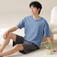 七匹狼（SEPTWOLVES）2025新款男士睡衣夏季纯棉薄款短袖休闲加大码家居服套装可外穿男 13603 2XL (140-160斤)