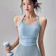 LULULOMDDW beautiful back sports bra women's one-piece shockproof halter neck yoga vest push-up outer wear Pilates bra blue M