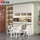 Qiangxiang creamy stone siding sideboard high cabinet integrated wall multi-function storage wine cabinet folding dining table custom G149 style 191400*800*756 6MM rock siding table double doors