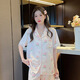 
Fox Fairy Summer Pajamas for Women Ice Silk Short Sleeve Trousers Sweet Peach Summer Thin Two-Piece Set FS_9905# Cardigan Short_Peach M