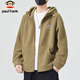 Paul Frank Jacket Men's Autumn and Winter Trendy Double-sided Velvet Hooded Jacket Men's Polar Fleece Warm Men's Khaki XL