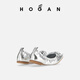 HOGAN【TC】女鞋H684系列牛仔布褶皱芭蕾舞鞋 银色 35.5