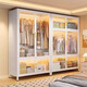 Steel wardrobe simple assembly household bedroom rental house metal frame iron wardrobe small storage cabinet upper and lower PC double door 998*500*1585