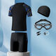 Xiaomijiao swimming trunks three-piece men's swimsuit complete set of equipment 2025 new style student adult youth swimming cap swimming goggles navy + swimming cap + swimming goggles nose clip earplugs XL (91-115Jin Jin equals 0.5 kg)