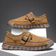 Doudou Men's Shoes 2025 Summer Nuevos zapatos de cuero de cuero de cuero genuino para hombres Huecos Huecos transpirables delgados zapatos de trabajo al aire libre Caki [Cuero de microfibra A679] 40