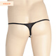 New style men's underwear thong sexy ice silk one thread transparent back court pearl low waist tight shorts black XL recommended 140-160 Jin Jin equals 0.5 kg