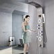U-Boot-Duschschuhe-Dusch-Duschschildschirm Regenbad Badezimmer Bad Bad Ständige Temperatur Dusche Badezimmer Wandmontierte Gungrau 6636 natürliches Farbmodell [fünf Funktionen Wasserauslass] LED-Atmosphäre LED-Atmosphäre