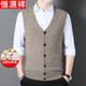 Hengyuanxiang pure wool vest men's winter middle-aged sweater cardigan large size loose V-neck daddy knitted vest men