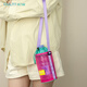 Ouliyi children's portable thermos cup bag cute kettle bag outdoor oblique storage transparent drawstring tie port light and simple Cocoa brown 6198