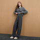 Sancai 2025 winter new style lazy casual trousers drawstring elastic high-waisted straight trousers drape slimming M