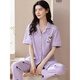 Langsha 2025 new pajamas for women in summer pure cotton short-sleeved trousers thin cardigan full-cotton home clothing set can be worn outside Y7114 M [recommended to wear 80-100Jin [Jin equals 0.5 kg]]