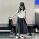 Mokitoul Summer Thin Sans mangers Jupe Set for Girls 2025 New Children's Girls Media Might Children's T-shirt Twirt Tid Trend Top (emballage de boîte cadeau haut de gamme) 120 cm