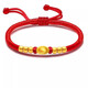 Gold transfer bead bracelet for men and women, pure gold 999 braided rope, birth year baby bracelet, holiday gift, blessing lock + 2 gold beads and red rope