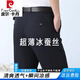 Pierre Cardin Pantalones de seda de alta gama hombres en verano sueltos, ligeros y transpirables, libres de planchar hombres de mediana edad calcandres de traje de cintura alta de color alto Caki 6630 29 Circunción de cintura 2 pies 2