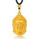 Duweifan's new Buddha head pendant gold-plated silver 9999 pure solid pendant gold natal Buddha head for men and women as a gift for your girlfriend Buddha head pendant + gold beads and black rope (thick gold layer)
