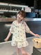 MOKITOUL鱼儿妈 女童套装2025夏装新款儿童短袖上半身裙清凉一夏两件套 米白色 140cm[建议身高135-145cm] 均码