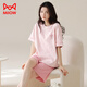Catman (Miiow) Summer Pure Cotton Pajama для женщин 2025 Новая женская домашняя одежда с короткими рукавами можно носить на внешнем тонком стиле A9856 Milk Tea Bear XL 120-140JIN [JIN равно 0,5 кг]]]]