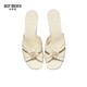 
DEEP BREATH Deep Breath Women's Shoes Sheepskin Soft Wrinkled Thick Heels Jingshe Comfortable High Heel Sandals AX14116 White 38