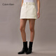 Calvin KleinJeans 25 spring and summer new women's trendy retro sexy hot girl ck cotton A-line denim skirt 47B728G RG3-denim white XS 26
