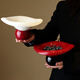 Shimmer fruit plate, high-end living room, household fruit plate, coffee table, snack display plate, high foot plate, snack plate, dry fruit plate, lotus leaf fruit plate, black background and red leaves