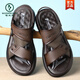 Woodpecker ultra-light soft-soled sandals men's shoes non-slip beach sandals dual-purpose casual outside breathable middle-aged summer 2025 new model 6187 black 38