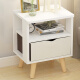 PULATA bedside table Nordic simple solid wood legs multi-functional bedroom cupboard fabric single drawer storage side table cabinet bedside table white 568101