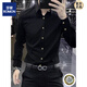 ROMON Drape Textured Stretch No-Iron Shirt Men's Long Sleeve 2025 New Business Casual Green Black Shirt Slim Dark Green Crown Buckle M Recommended 100Jin Jin is equal to 0.5kg -120Jin Jin is equal to 0.5kg