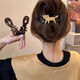 Cute cat retro hairstyle one-word grabber female 2025 new style hairpin on the back of the head temperament twisting clip headwear black dotted kitten twisting clip