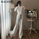 Magiopy International Luxus High-End-Marke Europäische Station Casual Sports Set Frauen 22025 Spring Design Sense White Long Set White Zwei-teilige Set S (100jin [Jin gleich 0,5 kg]))