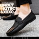 Fan XIBO Marke Soft Sohle alleinige Design im mittleren Alter Herrenschuhe 2025 Neue Sommer Casual Lederschuhe Vaters Schuhe der Geruchssicherheit, vielseitige Männerschuhe D826 Schwarzer Single-Layer 41 (260 mm) klein, um aufmerksam zu machen
