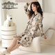Odanmu camisón de manga larga para mujeres en primavera y otoño nuevo cárdigan de algodón puro lindo pijamas para mujeres en algodón estilo internet estilo de celebridades dulces jg9928 m