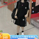 阿迪达斯（adidas）三叶草刺绣运动套装夏季男女同款短袖宽松两件套休闲短裤情侣圆领 9889黑色短裤  L（90-110斤）