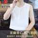 皮尔卡丹亚麻背心男夏季薄款圆领纯色透气凉感棉麻无袖t恤修身休闲马甲男 9896黑色 L 110-130斤