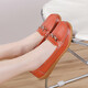 Aokangbai Summer en cuir authentique Chaussures plates pour femmes, semelles de tendon de boeuf, haricots, semelles souples décontractées, chaussures mère d'âge moyen, chaussures en célibataires féminines légères, chaussures Mary Jane Mullerbken infirmières - 6630 chlore 35 chaussures pour femmes 2025 Nouveau style sans les pieds fatigants