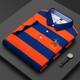 
Busen 2025 summer new middle-aged men's pure cotton short-sleeved T-shirt slim business lapel striped base shirt 3882 white M