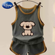 Disney boys summer clothing cartoon vest set 2025 new boys clothes fashionable baby girls shorts sleeveless two-piece set white yellow 130 cm (height 125-13555-65)