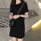 AFTER MONDAY2025 summer Korean style slim solid color short-sleeved T-shirt women's mid-length dress women's clothing 6624* purple M