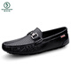 Woodpecker hollow beans shoes for men, new summer breathable men imitation leather business casual leather shoes men's leather sandals MT9905a-black 38