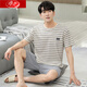 
Langsha pajamas men's summer pure cotton thin short sleeve shorts suit 20 years new fat plus size men's home clothing HD9926D short sleeve shorts suit men L 100-125Jin [Jin equals 0.5 kg]
