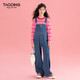 Taoding girls straight overalls spring and autumn new medium and large children's casual American sweet and cool patch embroidered children's overalls