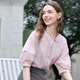 
Baitu betu women's clothing 2025 summer new shirt round neck contrast embroidered comfortable cotton temperament top 2507T25 pink L
