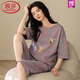 
LangSha pajamas (LangSha) women's summer pure cotton short-sleeved cropped pants full cotton dots can be worn outside for women's home clothes 9856 [pure cotton] M Recommended 80-100Jin [Jin equals 0.5 kg]