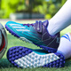 Ruiqu 2025 new children's football shoes for students boys Falcon TF broken nails Velcro women's breathable training shoes 6199 black and blue broken nails 29