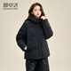 Snow Flying Down Jacket Women's Short Hooded Winter New Basic Small Bread Jacket Warm Thick Jacket Black M