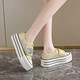 Sommer dünne Frauenschuhe dicker alleinighöhlich-absorbierender schockabsorbierender und atmungsaktives Netzschuhe Trendy Board Schuhe Klettverteidiger Lazy Schuhe YGNX-L-3323 Beige 35