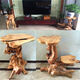 
Log root carved rack tree root natural ornament living room multi-layer bonsai rack fish tank solid wood base balcony bright yellow 16867