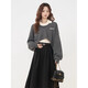 
Oudihui French dress women's autumn 2025 new clothes with a complete set of college-style age-reducing skirt suit Black three-piece set M