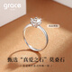 Grace Girl PT950 Platinum Ring One Carat Diamond Ring Proposal Confession Anniversary Birthday Gift for Girlfriend One Carat Platinum Moissanite Love Diamond Ring