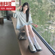 维多利亚的格调超火巨好看的慵懒清纯蓝色休闲运动套装女夏季减龄短袖短裤两件套 蓝色套装 M 100-110斤